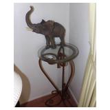 IRON BASE PLANT STAND/TABLE, LARGE ELEPHANT