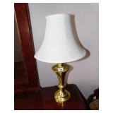 BRASS BASE TABLE LAMP WITH SHADE