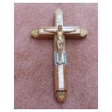 LARGE WOOD CRUCIFIX INLAID WITH HOLY WATER,