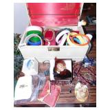 VINTAGE JEWELRY BOX, BANGLE BRACELETS AND OTHER