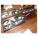 DRESSER TRAYS, VARIOUS BUTTONS ETC.