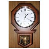 19" HANGING WALL CLOCK, REGULATOR. LOOKS WOODEN