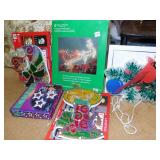 PLUG IN LIGHTED HOLIDAY DÉCOR AND PLASTIC TOTE