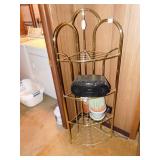 GOLD COLORED METAL CORNER STAND, APPROX. 4