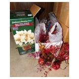 13" FIBER OPTIC POINSETTIA AND LARGE GROUP OF