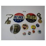 PROMOTIONAL PINS INCL I LIKE IKE