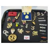 GROUP OF PINS BROOCHES BAR PINS, FISH, HORSE,