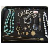 GROUP OF COSTUME JEWELRY WITH QUEEN TIARA MISC.