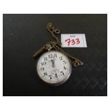 POCKET WATCH WITH CHAIN 21 JEWELS GLASS IS