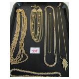 GROUP OF GOLD TONE METAL CHAIN NECKLACES