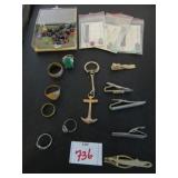 GROUP WITH CABACHON STONES RINGS, MEN