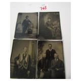FOUR TIN TYPE ANTIQUE VINTAGE PHOTOS