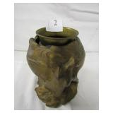 SIGNED JB ART NOUVEAU W/ BRASS INSERT 6" H X 5" W