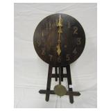 MISSION OAK CLOCK 27" L X 13" ROUND FACE W/