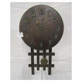 MISSION OAK CLOCK W/ PENDULUM 19.5" H X 10" ROUND