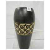 WOOD CARVED INDONESIA VASE 15" H