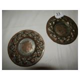 EGYPT TWO COPPER 5" ROUND RAISED DESIGN DISHES