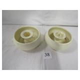 CZECH WHITE CANDLE HOLDERS GLAZED POTTERY