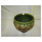 GLAZED POTTERY PLANTER BROWN/GREEN TONES 8" H X