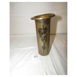 SILVER ON BRONZE W/ FLOWER ETCHING 6" H 3" ROUND