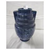 0159 GLAZED BLUE DOUBLE HANDLE VASE 9" H