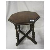 OAK CARVED OCTAGON TABLE 18" H X 19.5" W