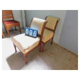 PARLOR CHAIRS ROUNDED BACK GOLD UPHL. TACKS ON