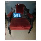 PARLOR CHAIR HEAVILY CARVED - FLOWER DESIGN -33"H