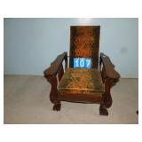 OAK MORRIS CHAIR VELVET UPHL 42" H X 30" W X 30"