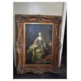 WOMAN AT PIANO PAINTED ON CANVAS ORNATE FRAME -