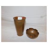 REVERE ROME N Y VASE COPPER 6.5" H & COPPER BOWL