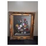 FLOWERS ON CANVAS 28" X 32" - OPENING SZ. 20" X