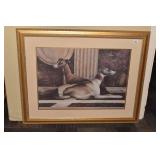 SIGNED PRINT OF DOGS 31" X 39" W