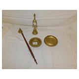 BRASS CANDLE SNUFFER, BELL, DISHES