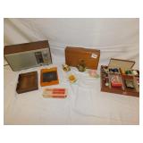 SEWING ITEMS, REALISTIC RADIO, CARD BOX, ETC.