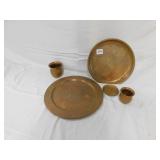 COPPER TRAYS CUPS, 11" ROUND LARGEST