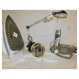 DESK LAMP SUNBEAM IRON, VTECH PHONE ETC.
