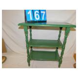 THREE TIER PAINTED GREEN STAND