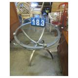 MODERN ROUND BEVELED EDGE GLASS TABLE 30" H X