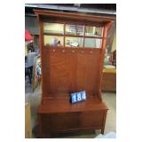 HALL SEAT W/ HOOKS W/ MIRROR BACK- LIFT TOP - 70"