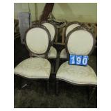 CARVED DINING CHAIRS CREAM UPHL. MATCH LOT 189 &