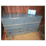 PAINTED BLUE 6 DRAWER CHEST - SOME SCRATCHES 31"
