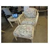 BAMBOO THICK GLASS TOP TABLE AND 4 CHAIRS BEIGE