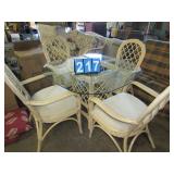 BAMBOO ARMCHAIR W/ OTTOMAN AND GLASS TOP SIDE