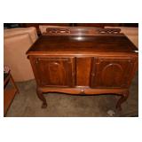 SILVER CHEST WITH BACK SPLASH TURNED LEGS BY