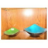 REED & BARTON ENAMELED BOWLS, SILVER PLATE