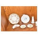 ASSORTED HAND PAINTED PLATES, HAT PIN HOLDER ETC.