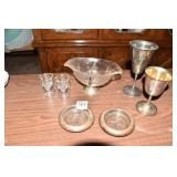 SILVER-PLATED DOUBLE-SIDED SERVER; TRYEN SKULL