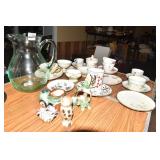 CUPS SAUCERS, WATER PITCHER, ETC.