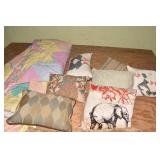 ELEPHANT, 2 COW PILLOWS AND QUEEN COMFORTER,